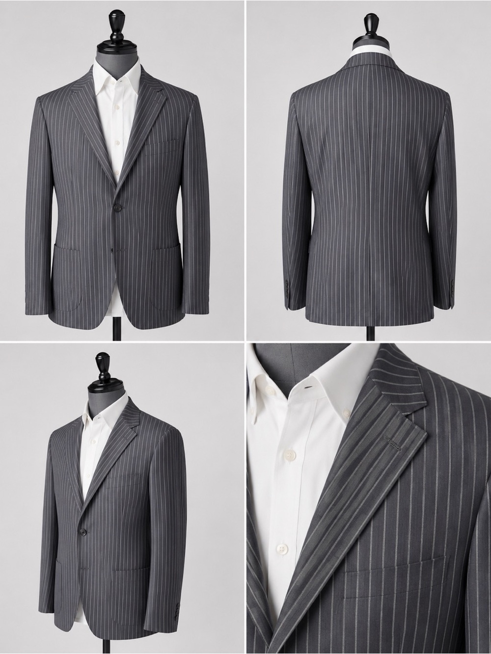 Men's Pinstripe Two-Button Suit Blazer - Charcoal Gray